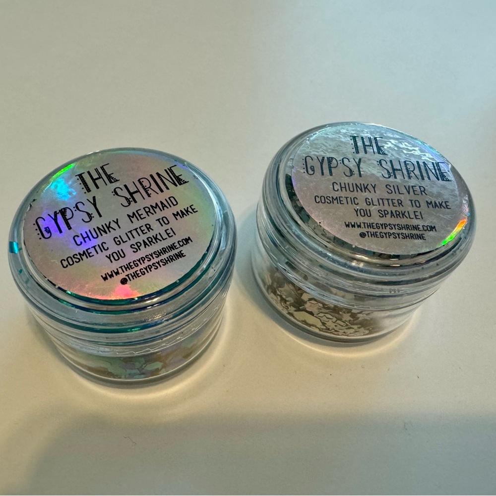 Chunky silver glitter, chunky blue glitter, mermaid glitter, gypsy shrine